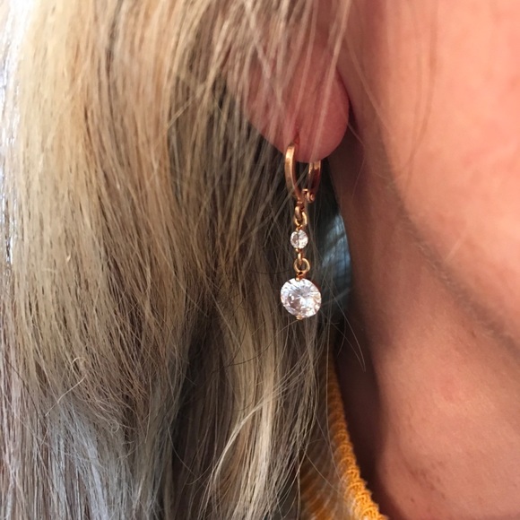 CHECH CRYSTAL and GOLD TONE DANGLE  1 left - Picture 3 of 6